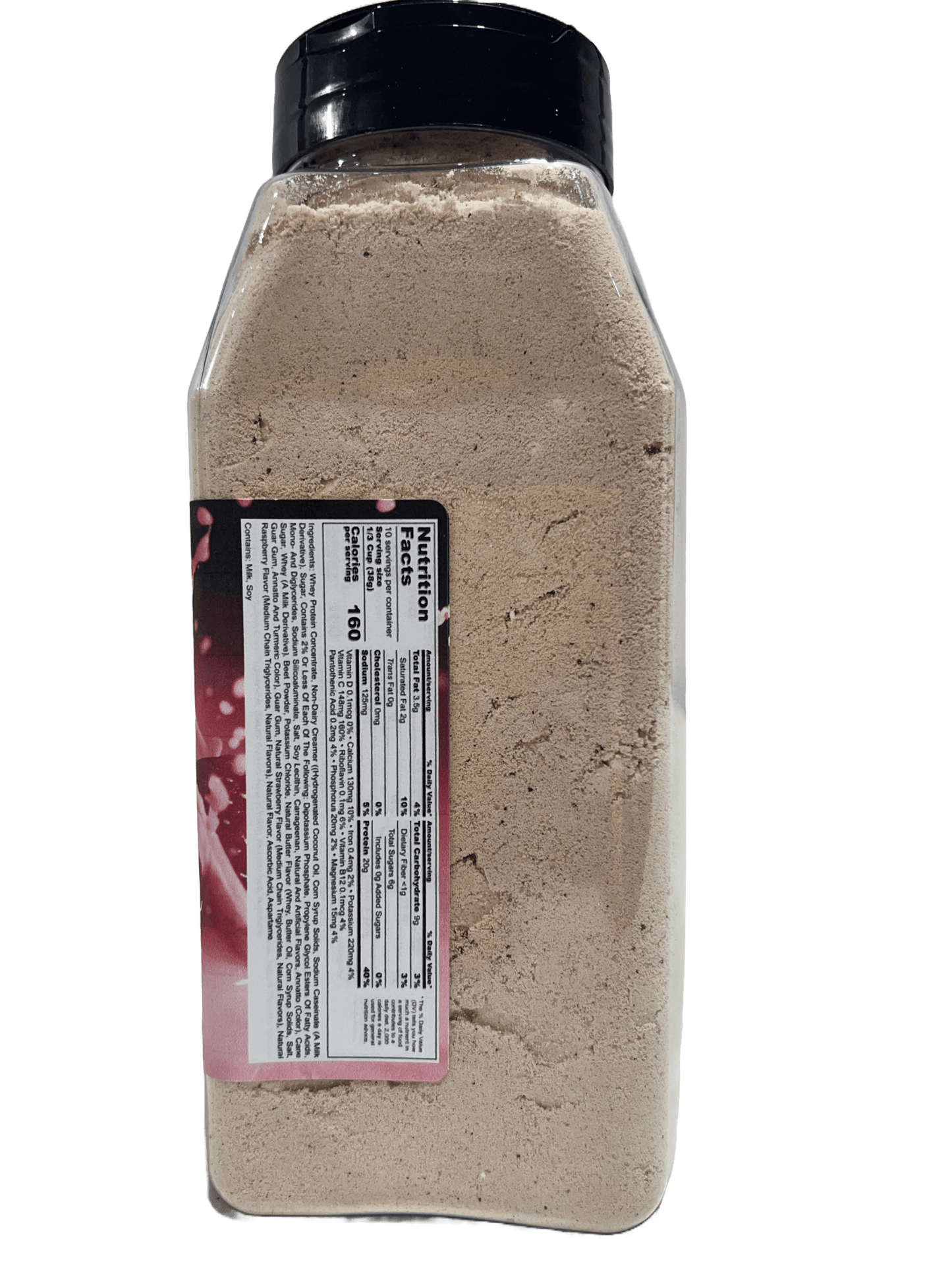 Hi-West Berry Berry Protein Smoothy powder in a bottle, containing 20g protein and 9g carbs per serving.