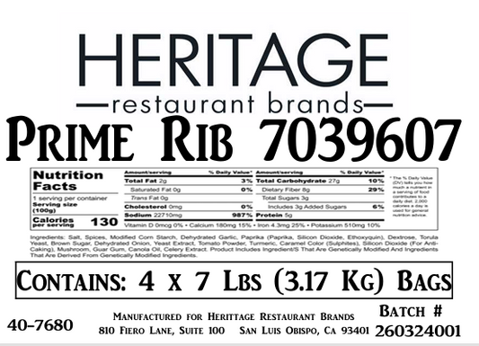 HRB Prime Rib 7039607 4/7# Case