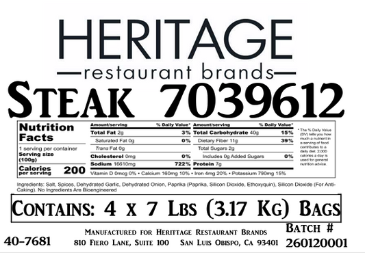 HRB Steak 7039612 4/7# Case
