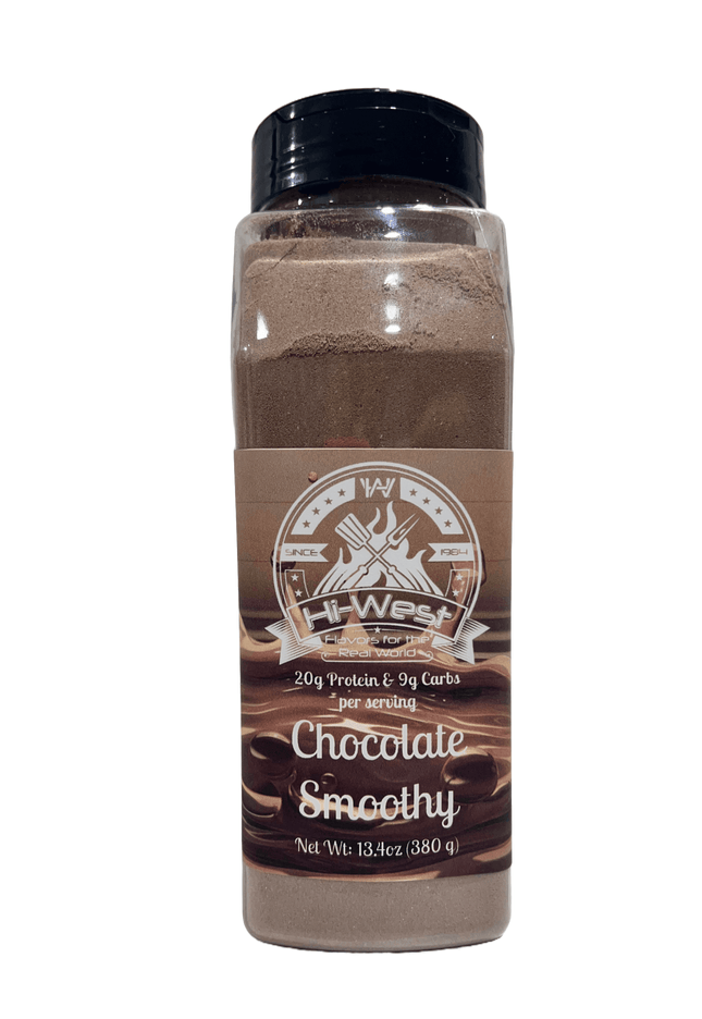Hi-West Chocolate Protein Smoothy 13.4oz with 20g protein and 9g carbs for a guilt-free treat.
